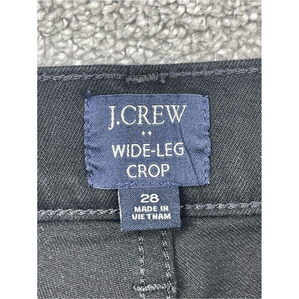J. Crew Factory Jeans Women's 28 Black Wide Leg Cropped Slim Fit High Rise Denim - Picture 4 of 11